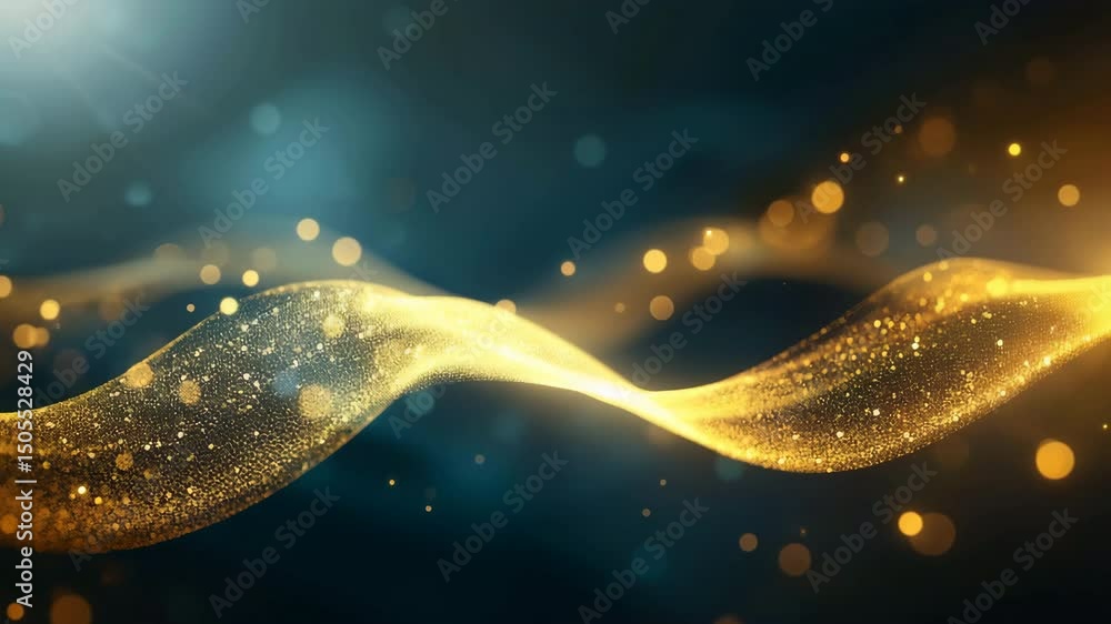 Poster a stunning wave of golden light with sparkling particles creates an enchanting background for variou