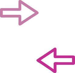 Two Arrows Pointing in Opposite Directions in a Simple and Clean Style with a Pink Color Scheme on White