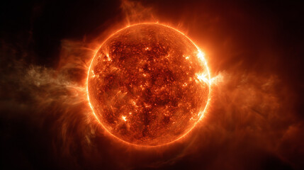 Burning Sun with Solar Flares