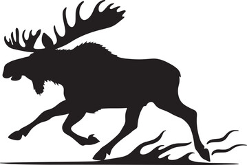 Obraz premium Wild Moose Silhouette Vector | Forest Animal Outline Design