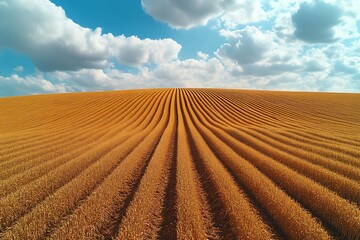 Clear sky above endless wheat pattern high resolution picture