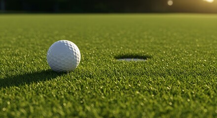 Golf Ball on Green, Close to the Hole