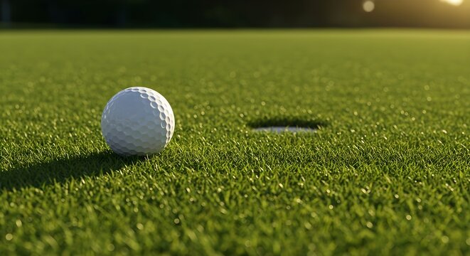 Golf Ball on Green, Close to the Hole - Powered by Adobe