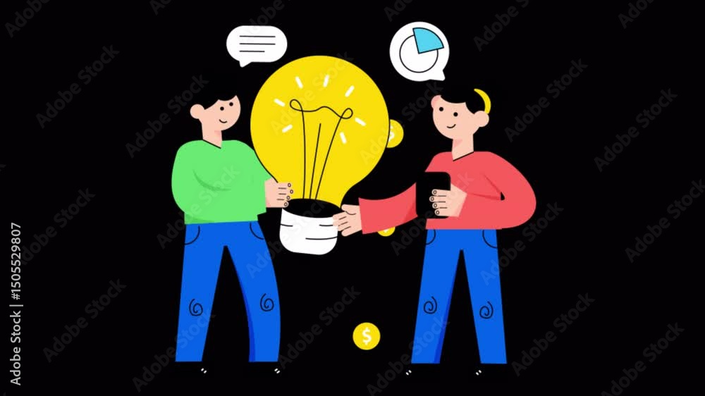 Poster business idea motion graphic rendering with transparent alpha channel