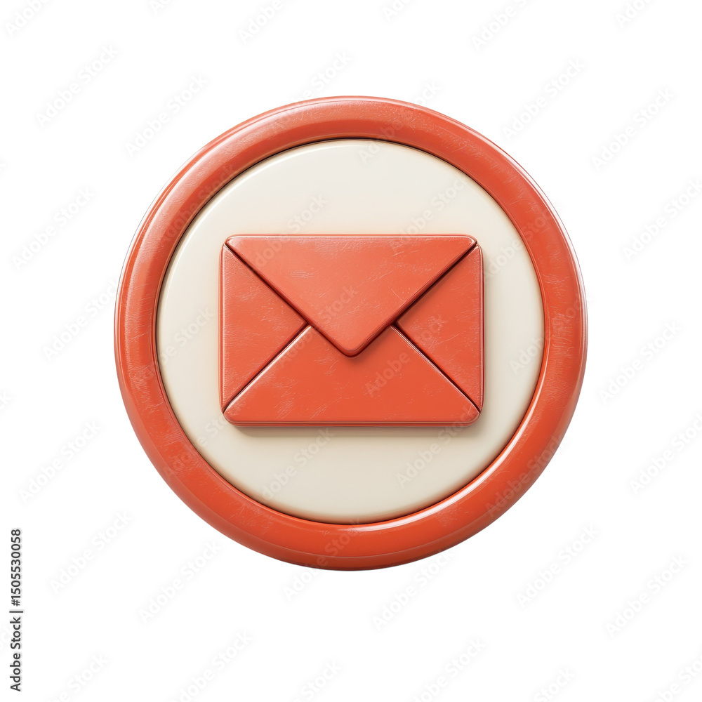 Poster a vibrant email icon signals connection and communication rendered in a on transparent background
