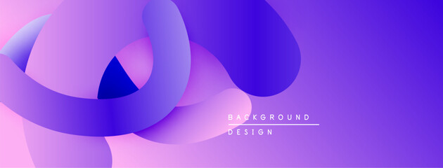 Abstract fluid shapes, purple hues dominate design. Smooth gradients create modern aesthetic. Minimalist composition, vibrant colors.