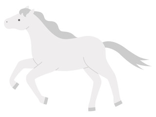 Obraz premium 走る白馬のベクターイラスト。干支、十二支、午、馬、うま、午年、年賀状