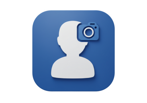 Avatar Silhouette Taking Photo Profile on Social Media Blue Icon
