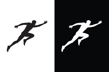 Long Jump icon flat icon vector on White Background Vector Art Illustration on white background.