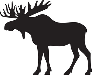 Wild Moose Silhouette Vector | Forest Animal Outline Design