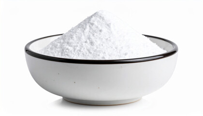 White zinc oxide powder in small bowl. Healthcare and medical supplement product.