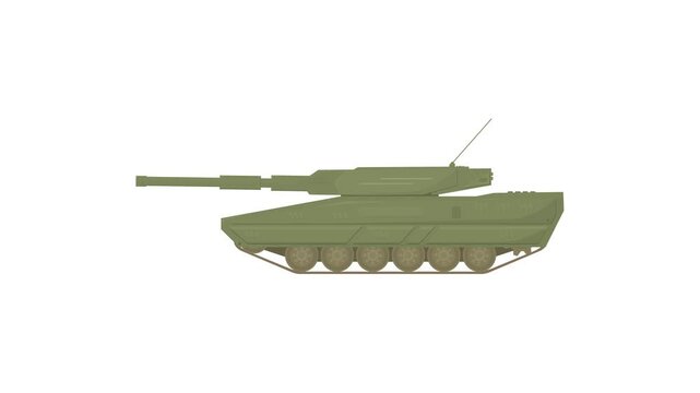 tank on white background. combat vehicle. military vehicle. war theme. armored vehicle. army. conflict. defense equipment. simple animation. motion graphics 