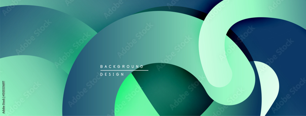 Poster abstract fluid shapes, teal hues dominate. modern design, smooth gradients create depth, minimalist 