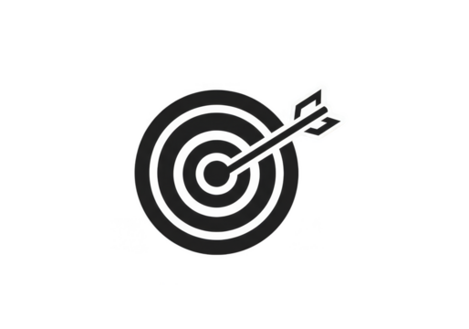 Black Target Arrow Hitting Bullseye Goal Success Icon PNG