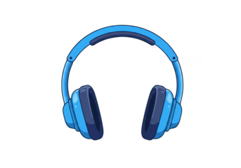 Blue Pixel Art Headphones Audio Sound Technology Isolated Background