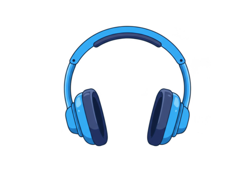 Blue Pixel Art Headphones Audio Sound Technology Isolated Background