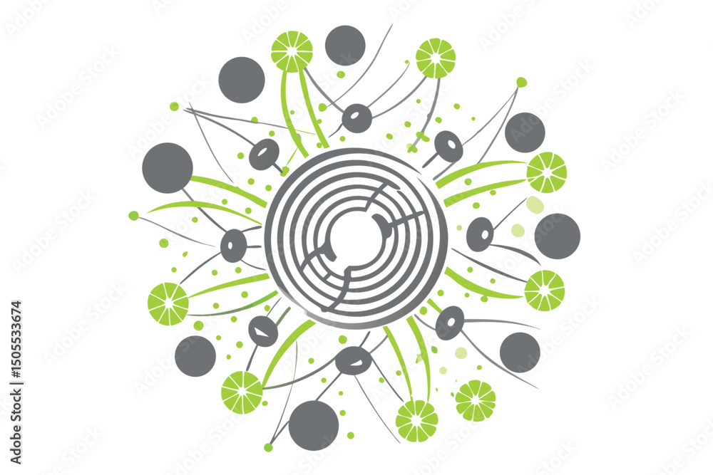 Aufkleber abstract circular design featuring geometric shapes and transparent elements
