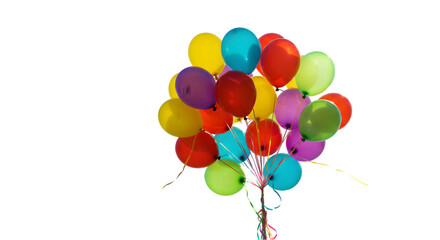 Colorful Bunch Of Balloons Floating On Black Background Photo Illustration