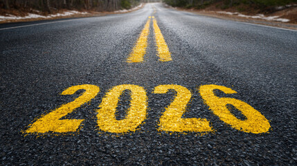 2026 Painted on Road Symbolizing Future Journey