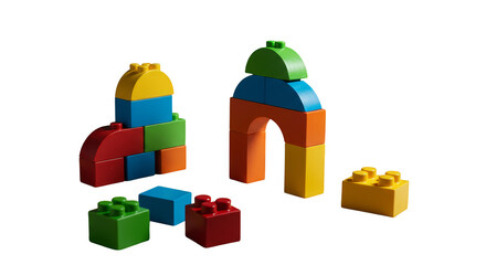 Colorful Toy Blocks Illustration on Transparent Isolated Background