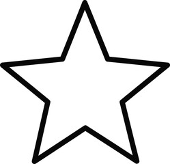 Star Outline: A simplistic graphic of a five-pointed star, depicted with a bold black outline. This versatile design element is perfect for a wide range of applications.