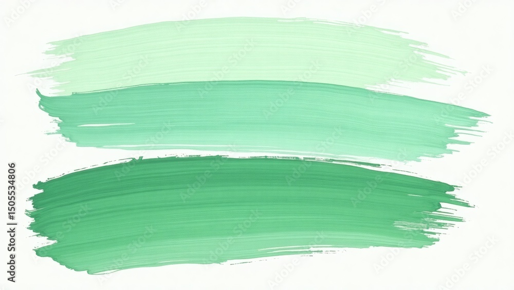 Poster a brushstroke in various shades of green, creating a visually appealing gradient of color
