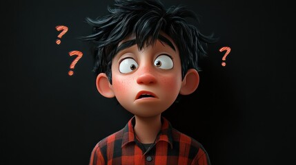 Confused cartoon boy illustration