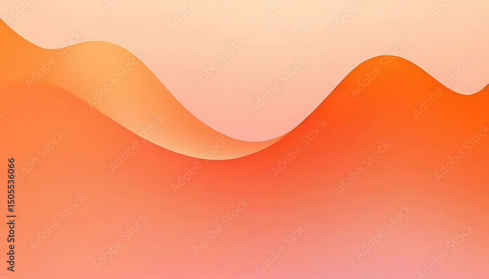 Poster abstract fluid shapes in a gradient of orange hues evoke a sense of warmth and vibrancy.