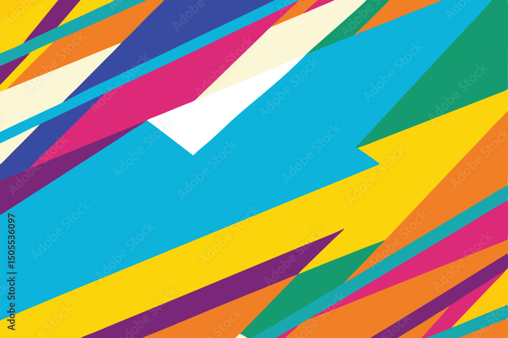 Poster abstract geometric composition of vibrant colorful overlapping shapes in modern design