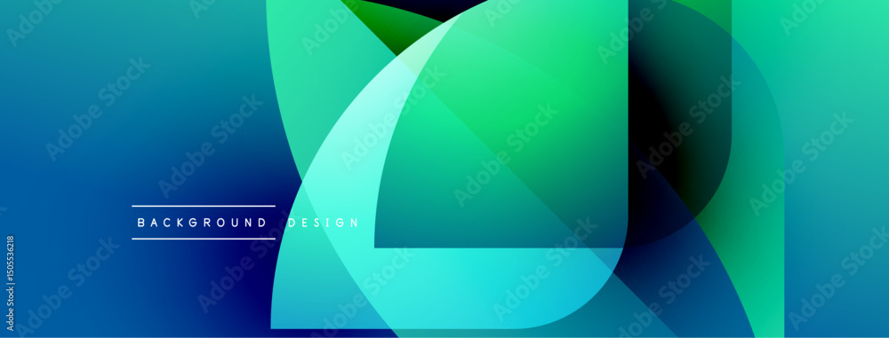 Leinwandbilder Abstract geometric shapes overlap. Blue, green gradients create dynamic visual effect. Modern design element for backgrounds.