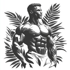 Bodybuilder with biceps, concept art