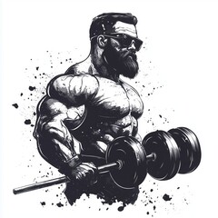 design gym minimalistic funny cool body builder hand drawn 