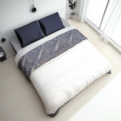 bed with bedsheets  view from top
