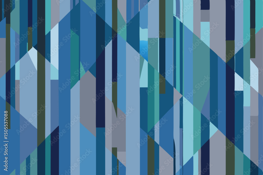 Poster abstract geometric pattern in various shades of blue with transparency