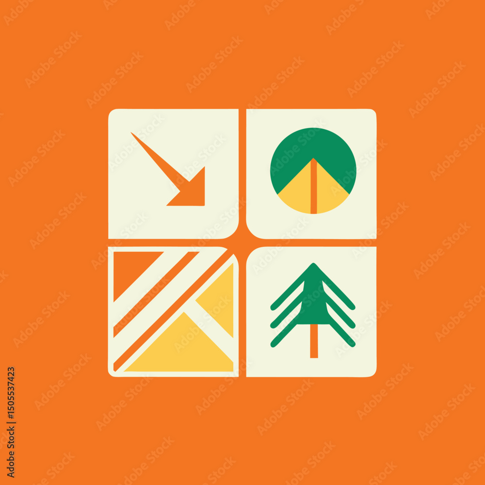 Poster abstract graphic composition with geometric shapes in a modern and minimalist style