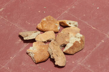 Dry bread on the ground