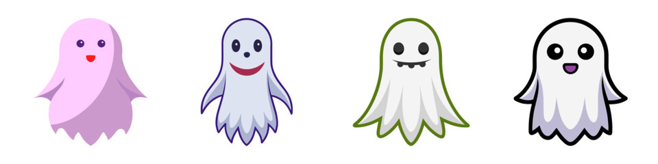 Ghost Flat Illustration Simple Cartoon Vector in Flat Style