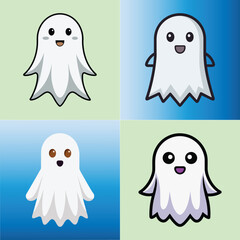 Ghost Flat Illustration Simple Cartoon Vector in Flat Style