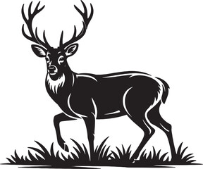 Fototapeta premium Majestic buck deer in grassland silhouette