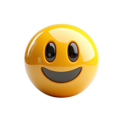 A glossy yellow emoji gleefully smiling representing digital connection on transparent background