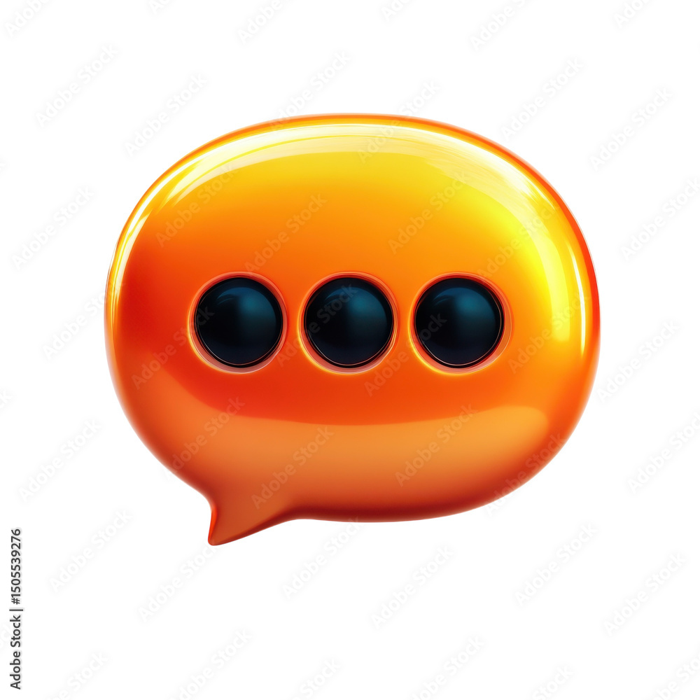 Poster expressing thoughts with an orange speech bubble icon in digital on transparent background