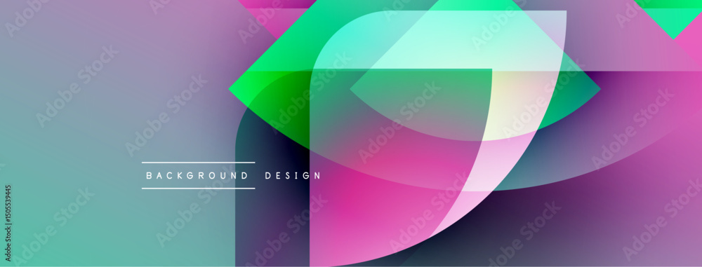 Aufkleber Abstract colorful shapes overlap creating dynamic visual effect. Gradient hues blend smoothly, forming modern background design.