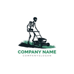 Skeleton lawn care logo, vector logo design 