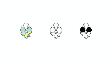 Bikini icons vector set color line glyph line icons stock illustration