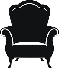black armchair isolated on white background