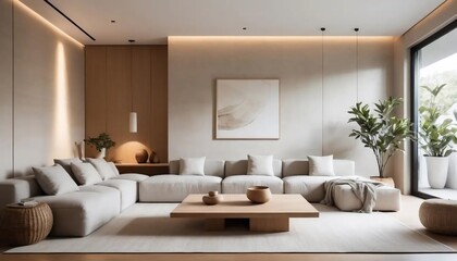 Fototapeta premium Serene Minimalist Living Room Design