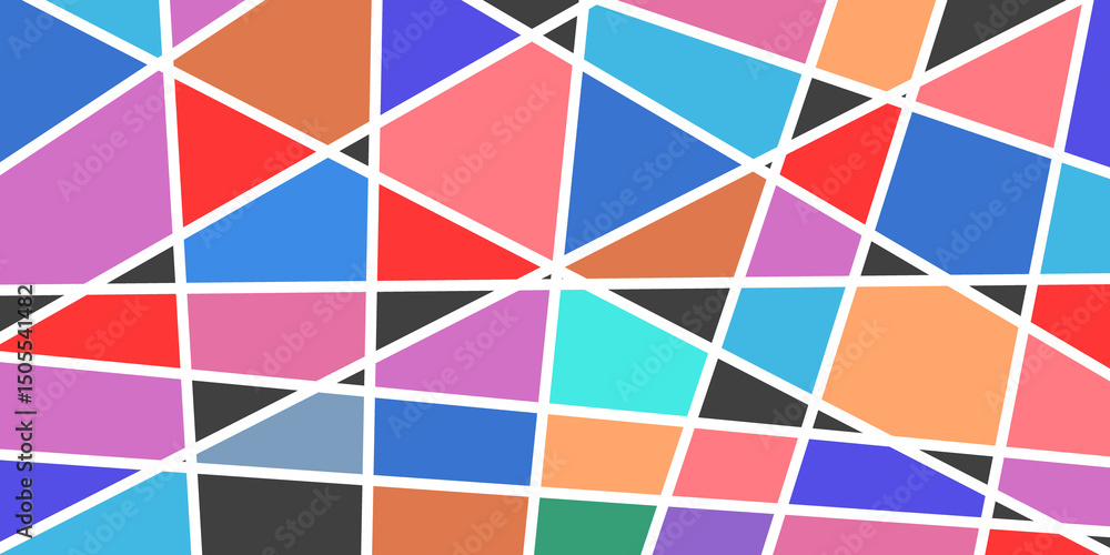 Poster abstract geometric shapes with colorful pattern and mosaic design
