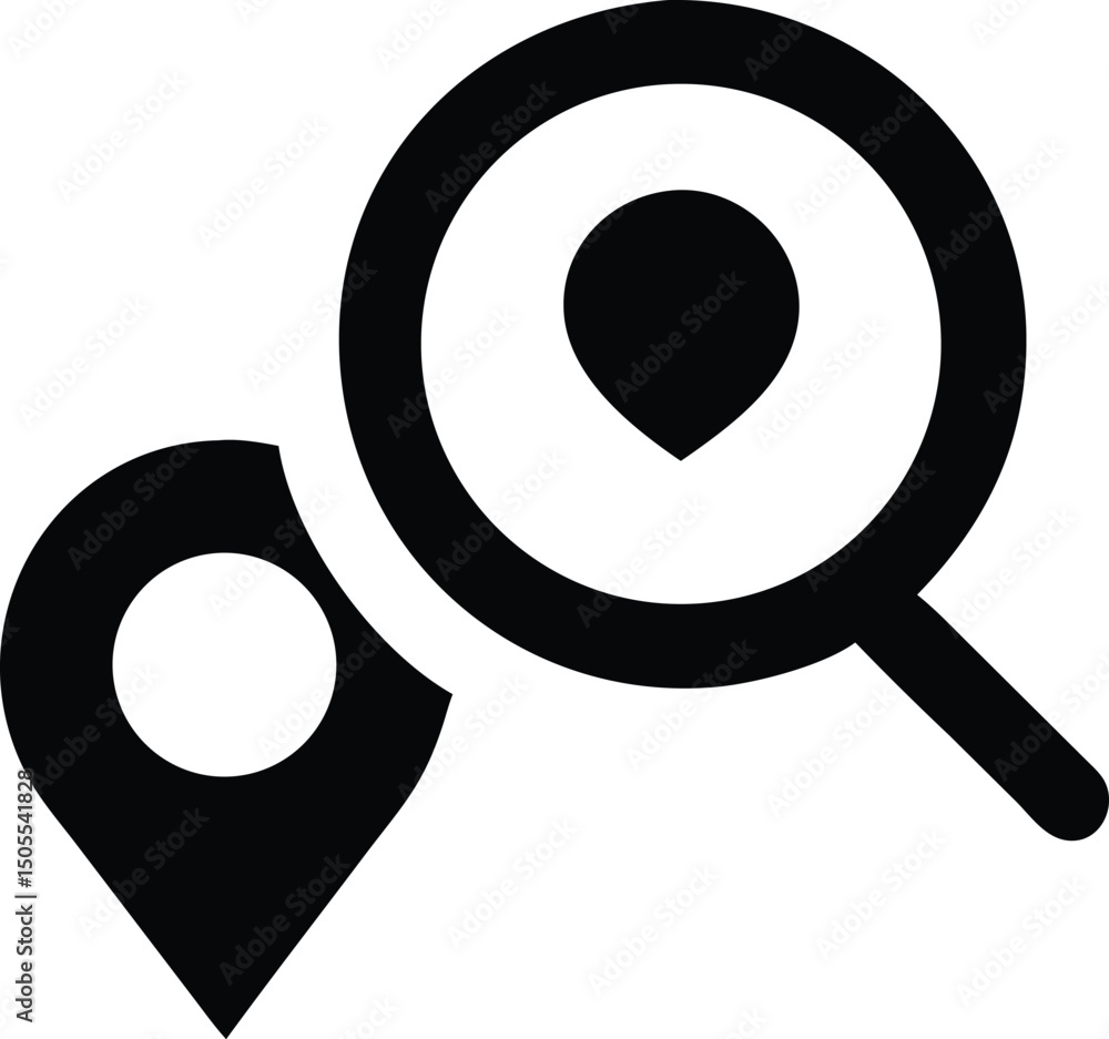 Poster black vector silhouette icons for navigation location search and direction concepts