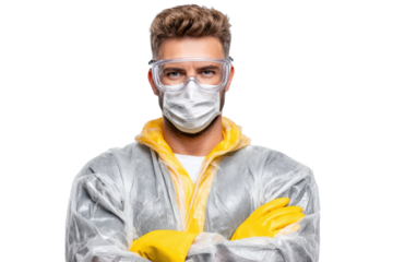 Confident Biomedical Engineer Holding Equipment Isolated on White Transparent Background PNG