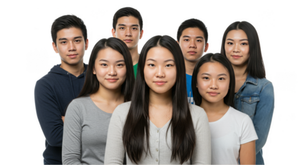 Group Portrait Of Smiling Youthful Multiethnic Faces On Isolated Background